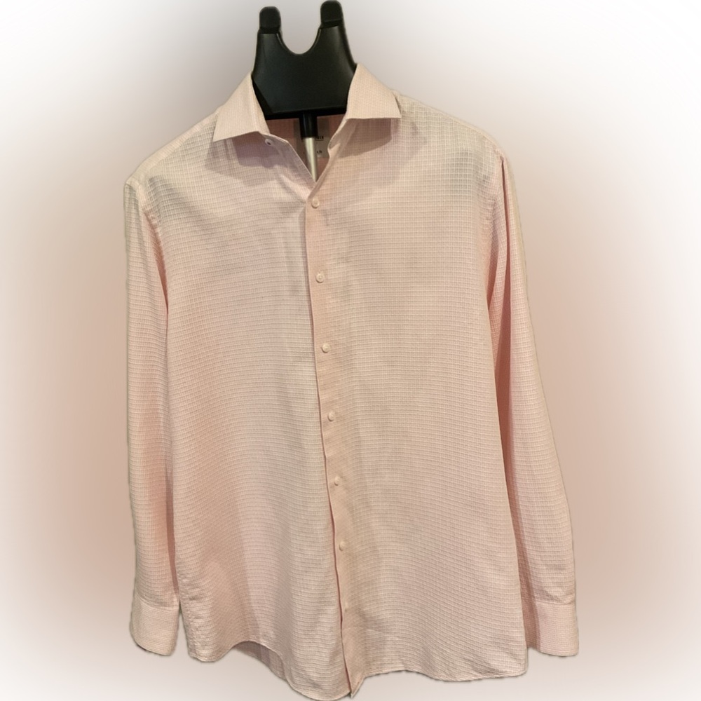 BEN SHERMAN Shirt Mens Long Sleeve Button Front Slim Fit 16 32-33 pink
